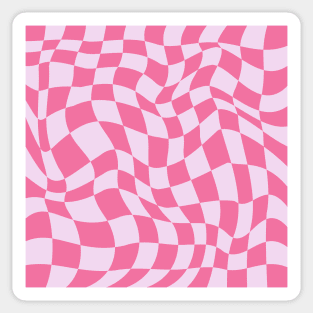 Pretty Pink Checkerboard Warp Pattern Sticker